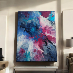 Blue & Pink Abstract Fluid Art Painting | Original Contemporary Canvas