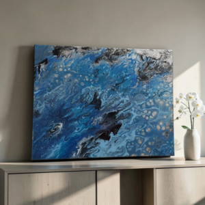 Blue Tides-Original Abstract Fluid Art Painting