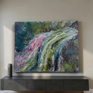 Rainbow waterfall – Original Abstract Fluid Art Painting
