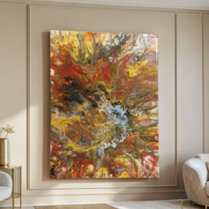 Golden Flame-Original Abstract Fluid Art Painting
